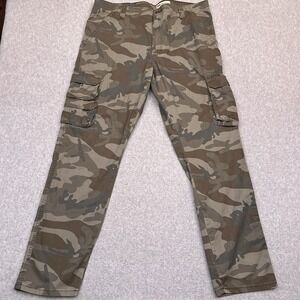 Wrangler Camo Cargo Pants Men's‎ 38x32 Green Regular Taper Military Army Stretch